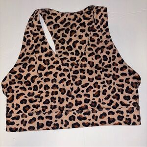 Fabletics Leopard Print Sports Bra Size XL Black Brown